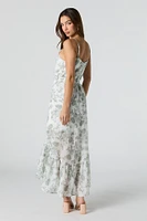 Floral Chiffon High Low Midi Dress