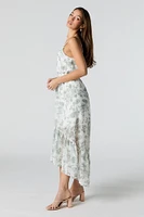Floral Chiffon High Low Midi Dress