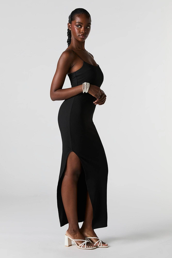 Ribbed Slit Bodycon Maxi Dress
