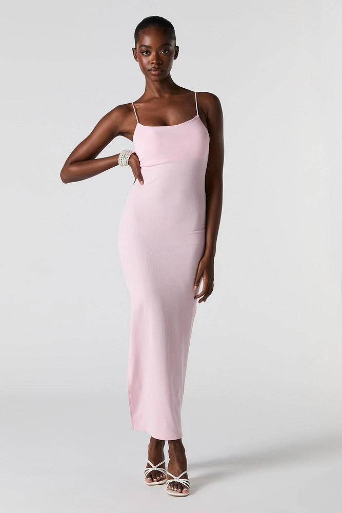 Ribbed Slit Bodycon Maxi Dress