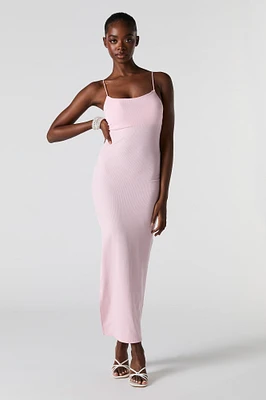 Ribbed Slit Bodycon Maxi Dress