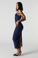 Ribbed Back Cut-Out Midi Dress