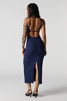Ribbed Back Cut-Out Midi Dress