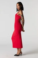 Ribbed Back Cut-Out Midi Dress