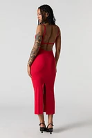 Ribbed Back Cut-Out Midi Dress