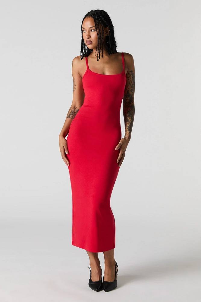 Ribbed Back Cut-Out Midi Dress
