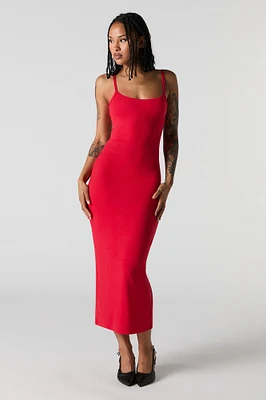 Ribbed Back Cut-Out Midi Dress
