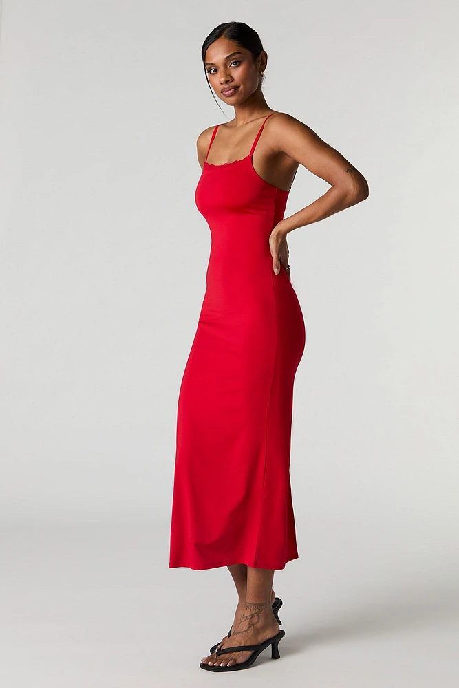 Contour Lace Trim Midi Dress