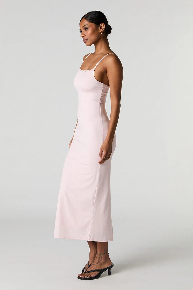 Contour Lace Trim Midi Dress