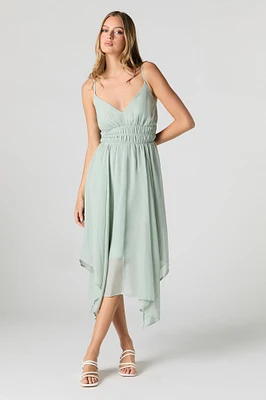 Chiffon V-Neck Asymmetrical Midi Length
