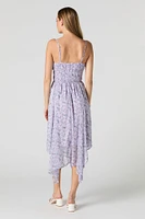 Robe midi asymétrique en chiffon à encolure V