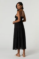 Button Front Tiered Midi Dress