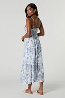 Button Front Tiered Midi Dress