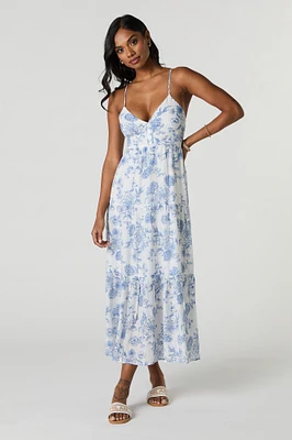 Button Front Tiered Midi Dress