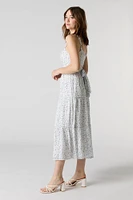 Tie Waist Tiered Midi Dress