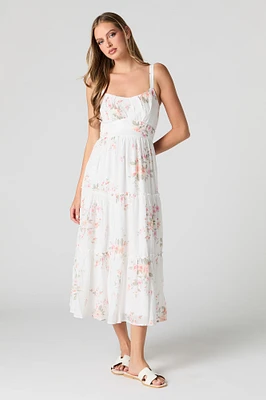 Tie Back Tiered Midi Dress