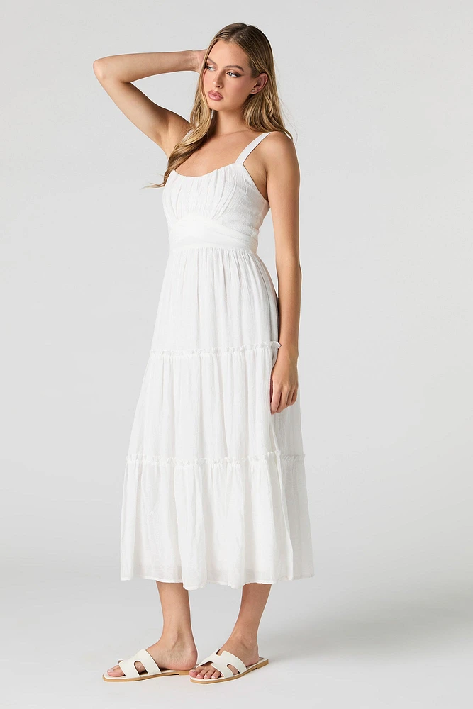 Robe midi volantée avec attache au dos