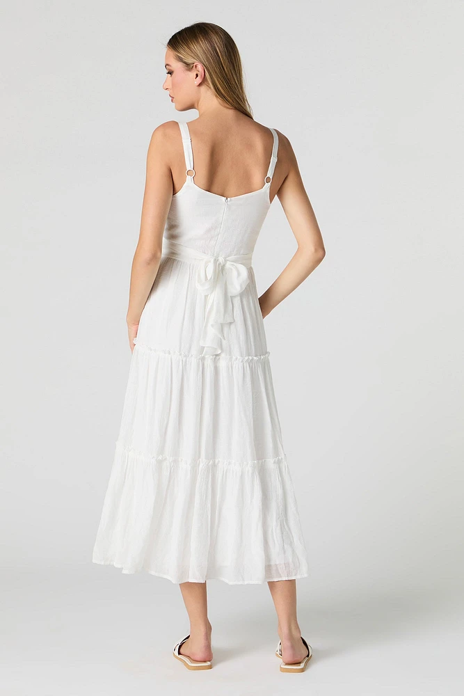 Robe midi volantée avec attache au dos