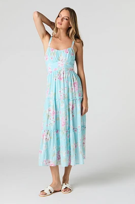 Tie Back Tiered Midi Dress