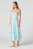 Tie Back Tiered Midi Dress