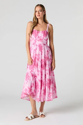 Tie Back Tiered Midi Dress