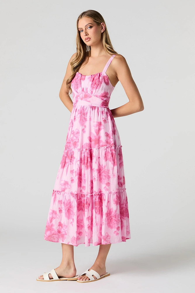 Tie Back Tiered Midi Dress