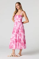 Tie Back Tiered Midi Dress