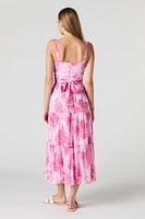 Tie Back Tiered Midi Dress