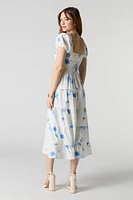 Smocked Tiered Short Sleeve Midi Dress