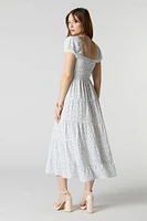 Smocked Tiered Short Sleeve Midi Dress