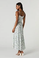 Floral Tie Front High Low Maxi Dress