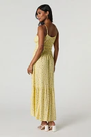 Floral Tie Front High Low Maxi Dress