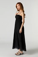 Crochet Trim Tiered Maxi Dress