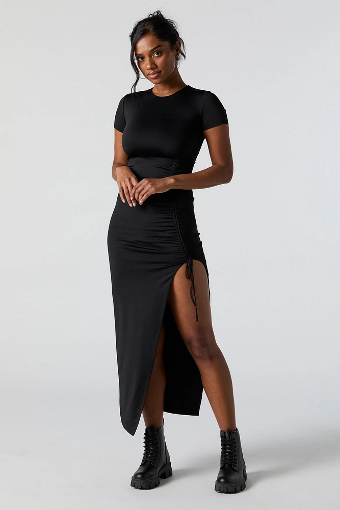 Contour Short Sleeve Drawstring Side Midi Dress