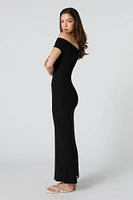 Ribbed Off Shoulder Maxi Dress