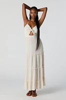 Self Tie Cut Out Tiered Maxi Dress