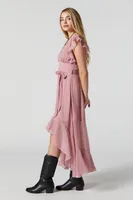 Self Tie High-Low Midi Dress