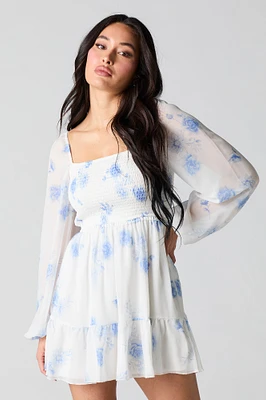 Minirobe plissée et étagée à manche longue