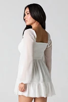 Smocked Tiered Long Sleeve Mini Dress