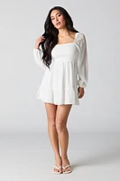 Smocked Tiered Long Sleeve Mini Dress