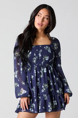 Minirobe plissée et étagée à manche longue