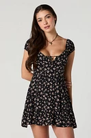 Floral Print Milkmaid Mini Dress