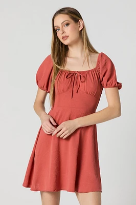 Solid Milkmaid Mini Dress