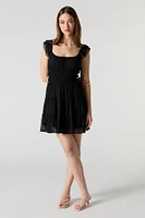 Chiffon Tiered Flutter Sleeve Mini Dress