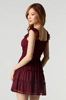 Chiffon Floral Flutter Sleeve Mini Dress