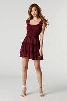 Chiffon Floral Flutter Sleeve Mini Dress