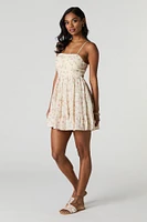 Tie Back Tiered Mini Dress with Built-In Cups