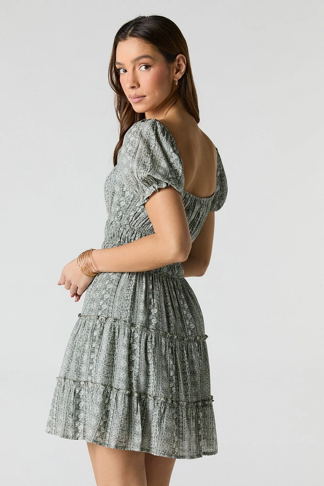 Smocked Tiered Mini Dress