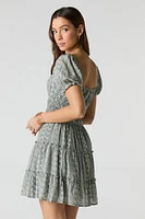 Smocked Tiered Mini Dress
