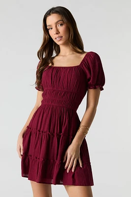 Smocked Tiered Mini Dress